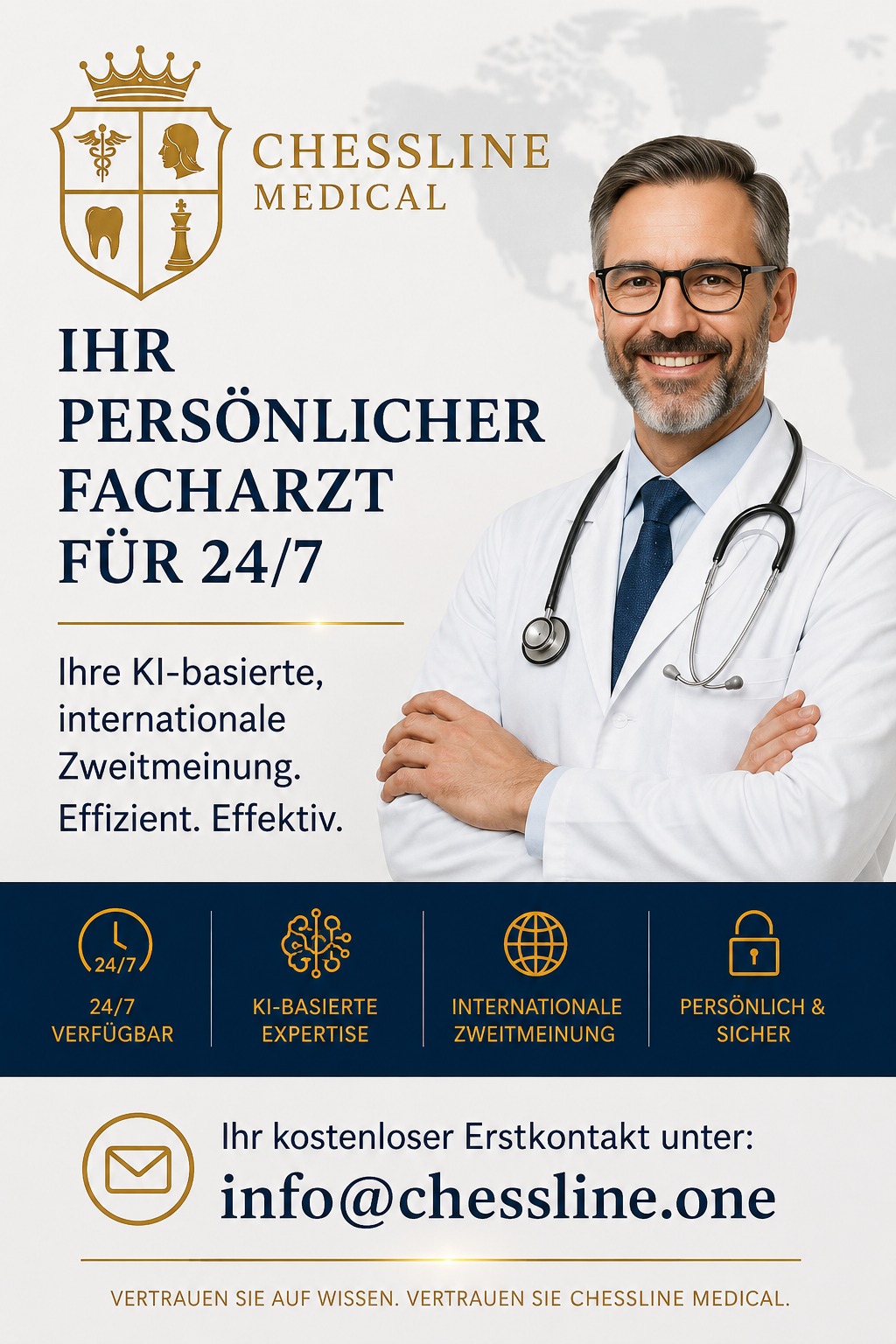 Chessline Medical Austria – Ihr persönlicher Facharzt, 24/7, KI-basierte Expertise und internationale Zweitmeinung
